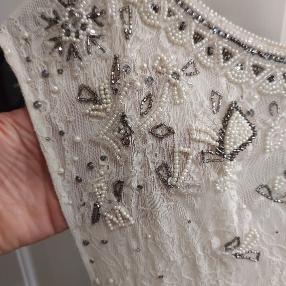 ALICE+OLIVIA CREAM WHITE PEARL BRIDAL WEDDING BEADED GOWN DRESS - Picture 4 of 12